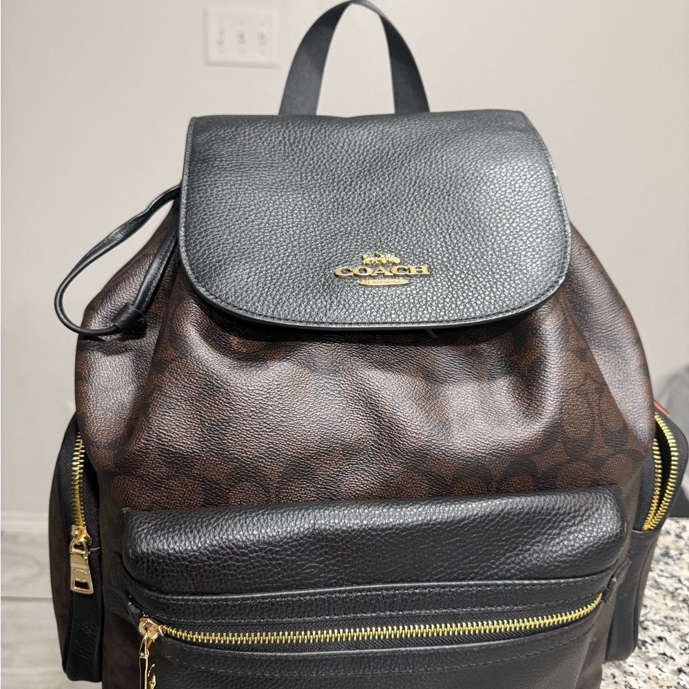 Black Baby Backpack with Gold Accents